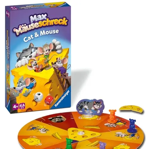 Ravensburger Max Mäuseschreck - Katz & Maus Spiel für Kinder ab 4 Jahren, 2-4 Spieler