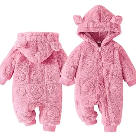 Adigau Baby Mädchen Jungen Langarm Fleece Overalls Hoodie für Winter 9-12 Monate