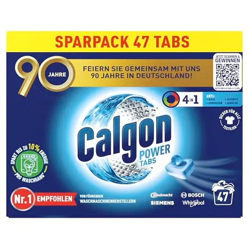 Calgon 4-in-1 Power Tabs – Entkalker für Waschmaschinen – 1 Packung mit 47 Tabs