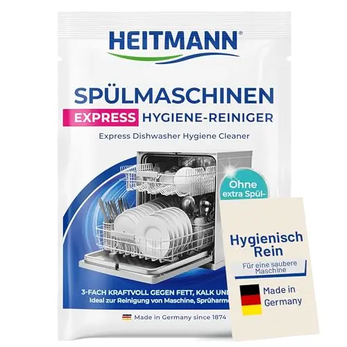 HEITMANN Spülmaschinenreiniger 30 g - Effektiv gegen Fett, Kalk & Gerüche für Innenraum, Sprüharme & Filter