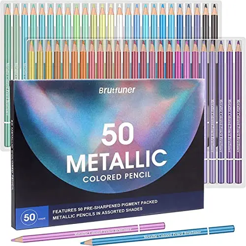 Ccfoud 50 Metallic Buntstifte für Erwachsene und Kinder - Ideal zum Zeichnen und Skizzieren