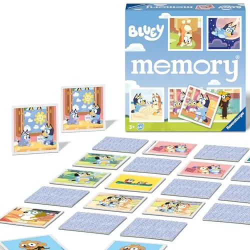 Ravensburger Memory® Bluey - Klassiker für Fans der Vorschulserie, Merkspiel für 2-8 Spieler ab 3 Jahren