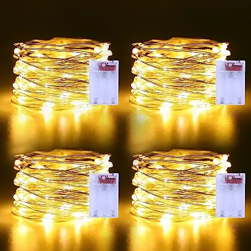 Echosari 4er Set Batteriebetriebene LED Lichterkette, 5M, Warmweiß - Ideal für Garten, Hochzeit und Party