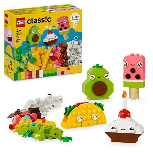 LEGO Classic Kreativer Snack Bauspaß - Spielzeug für Rollenspiele, Cupcake, Avocado, Eis am Stiel, Taco, 11039