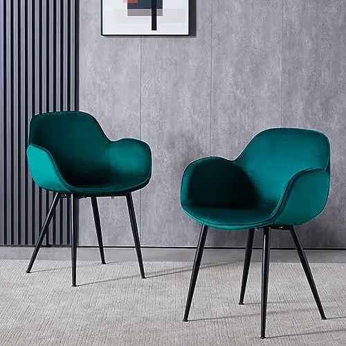 LeChamp Samt Esszimmerstuhl mit Armlehnen - Freizeitstuhl für Küche, Lounge und Wohnzimmer