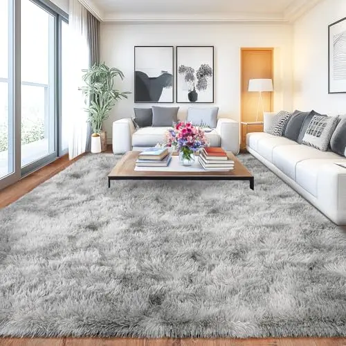 Chicnix Wohnzimmerteppich 240x340 cm, flauschiger Shaggy mit Anti-Rutsch, modern, hellgrau
