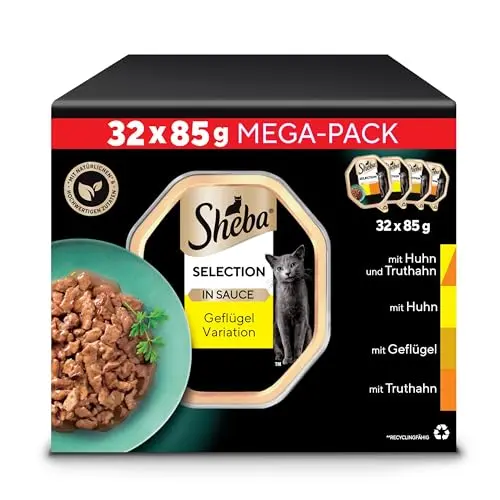 SHEBA Adult Katzenfutter Nass - 32x85g Schalen - Geflügel in Sauce