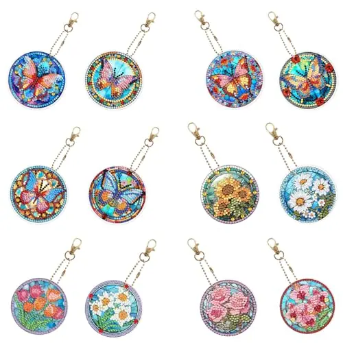 10er Set Schmetterlings Schlüsselanhänger mit Strass Mosaik – DIY Kristall Dekoration für Geldbörse und Handtasche