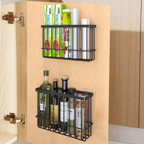 EigPluy 2er Set Küchenschrank-Aufbewahrungsboxen, Selbstklebend für Schrank/Badezimmer/Kühlschrank (Schwarz)