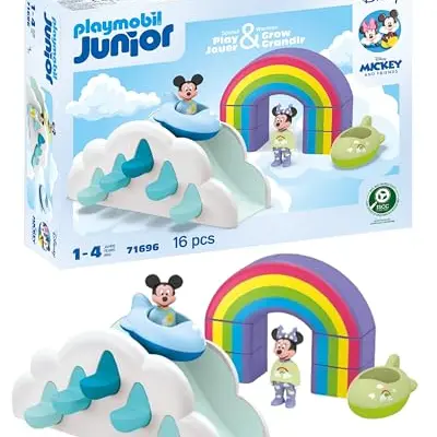 PLAYMOBIL JUNIOR Disney Micky und Minnie Maus Wolkenhaus - nachhaltiges Spielzeug für Kinder ab 1 Jahr