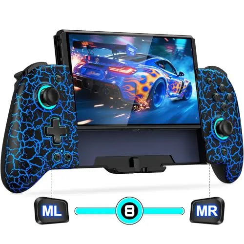 CoguyTech Wireless Switch Controller für Nintendo Switch/OLED, RGB Handheld mit Turbo und Vibrationssteuerung, 1000 mAh