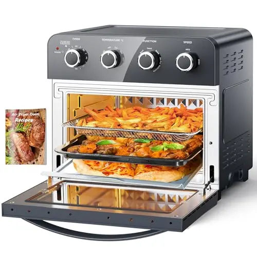 KeeGone Minibackofen 23L, 6 in 1 Multifunktionsofen, Heißluftfritteuse, ölfreies Kochen, mit 100 Rezepten