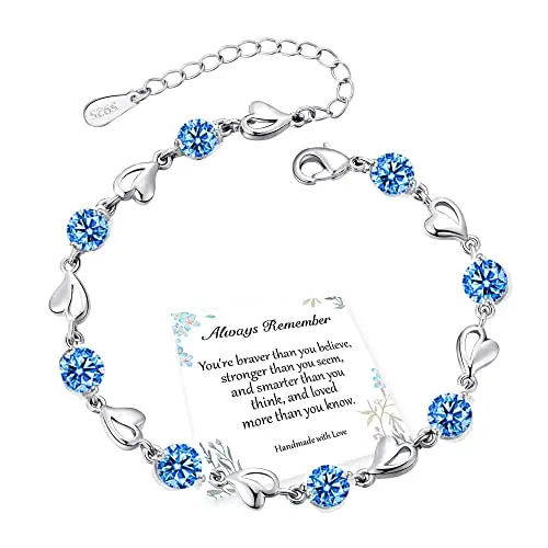 EXGOX Damen Armband aus 925 Sterling Silber mit Herz und Kristall