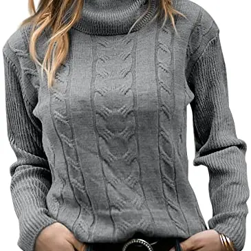 GeGekoko Damen-Rollkragenpullover, grau