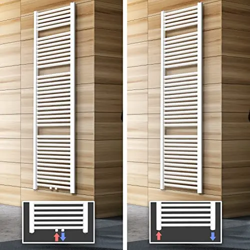 Aquamarin® Badheizkörper vertikal, 1200x600mm, weiß, für Wandmontage, Handtuchwärmer