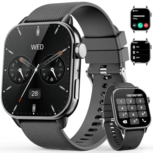 MFVLP Smartwatch für Herren und Damen – 1,85" HD AMOLED Fitnessuhr mit Bluetooth-Anrufen und 120+ Sportmodi, schwarz
