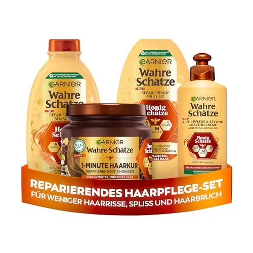 Garnier Wahre Schätze Haarpflege-Set Honig, reparierend für geschädigtes Haar, 4-teilig