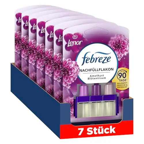 Febreze 3Volution Duftstecker Nachfüllflakon Lenor Amethyst Blütentraum, 7x20 ml, 3 Düfte gegen Gerüche