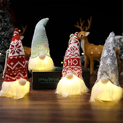 4 Stück Weihnachtsdeko Wichtel - Schwedische Tomte LED Deko für Familie und Kinder zu Weihnachten