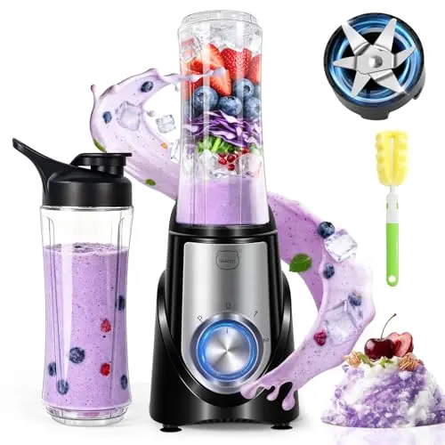 MIAOKE Smoothie-Mixer, 32.000 U/min, inkl. 595 g Becher – zum Zerkleinern von Eis und Milchshakes, BPA-frei, Schwarz