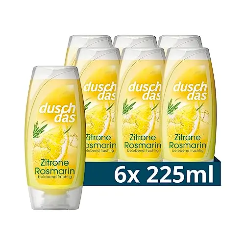 Duschdas Duschgel Zitrone Rosmarin - Erfrischendes Duschbad mit Fresh-Energy-Duft (6x 225 ml)