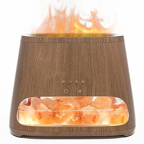 SALKING 2-in-1 Aroma Diffuser & Salzleuchte mit Flammeneffekt, 150ml Luftbefeuchter