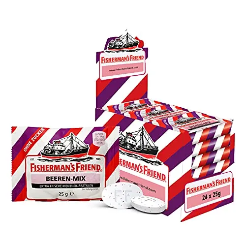 Fisherman’s Friend Beeren Mix, 24er Vorratsbox, zuckerfrei & vegan, frischer Atem, 24 x 25g