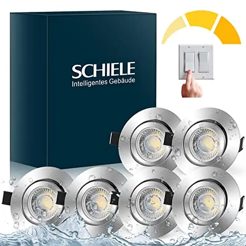 Schiele LED Einbaustrahler Dimmbar Warmweiß 7W, 6er Set für Wohnzimmer und Badezimmer