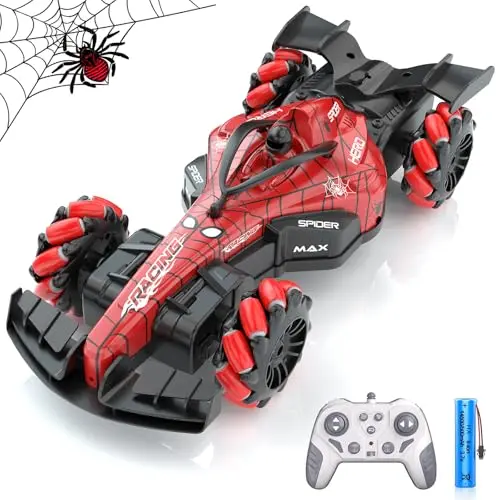 SAIFILI Spider Ferngesteuertes Auto für Kinder ab 3 Jahren - 4WD 360° Rotation mit Sprühfunktion, 1:16, Rot