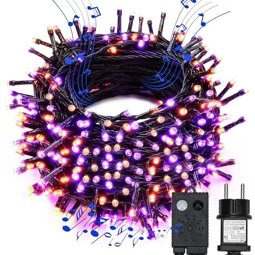 MAGGIFT Halloween Lichterkette 35m mit 300 LED - Lila Orange, Wasserdicht, 7 Modi für Garten und Party