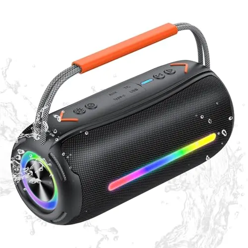 Tragbarer Bluetooth Lautsprecher, 40W mit Dual Bass, wasserdicht, 30H Akku, ideal für Party und Reisen