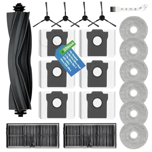 Dreame L10s Ultra Gen 2 & Pro Ultra Zubehör – Hauptbürste, Staubbeutel, Wischtücher, HEPA-Filter, Seitenbürsten & Reinigungsbürste