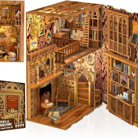 Cutefun Book Nook Kit - DIY Miniatur Buchladen Puppenhaus mit LED-Beleuchtung für Erwachsene