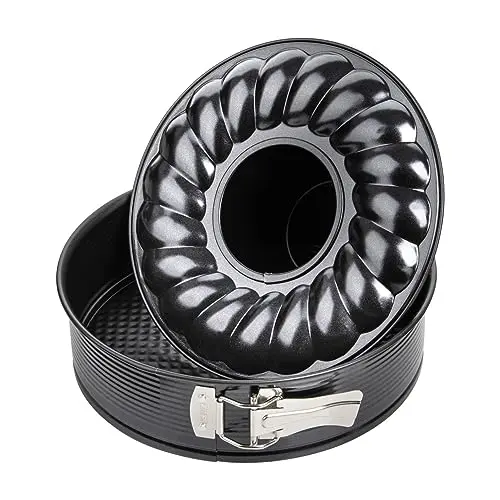 Zenker Springform Ø 28 cm BLACK METALLIC, runde Backform mit Antihaftbeschichtung, 2 Böden, Schwarz