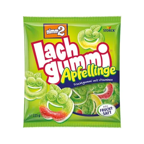 nimm2 Lachgummi Apfellinge, saure Fruchtgummis mit Apfelsaft – 225 g