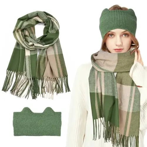 DTYGUIXE Damen Winterschal mit Fransen - Weicher Schals für Herbst und Winter, inkl. Mütze