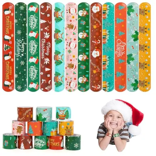 EDWINENE 48 Stück Weihnachts-Armbänder Set für Kinder, Spielzeug ab 3 Jahren, ideales Geschenk
