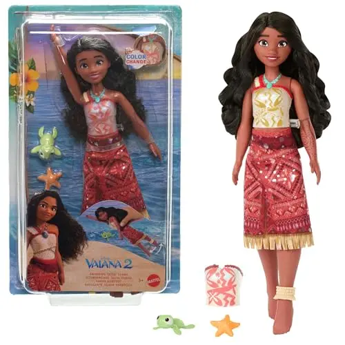 Mattel Disney Vaiana 2 Schwimmende Tautai Puppe & Zubehör