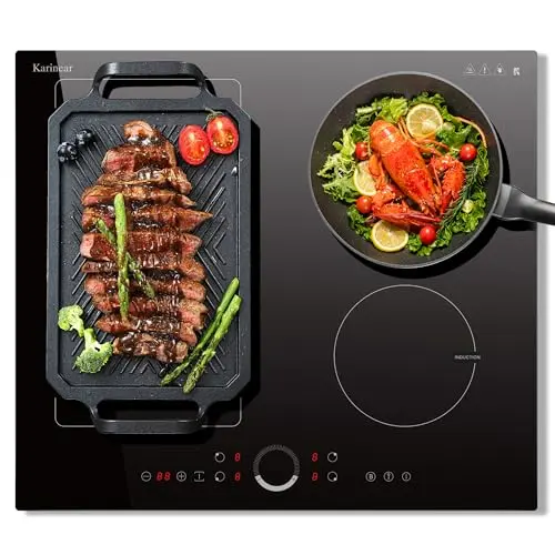 Karinear Induktionskochfeld 4 Platten 60 cm mit Flexzonen, Timer, Booster und Kindersicherung, 7200W
