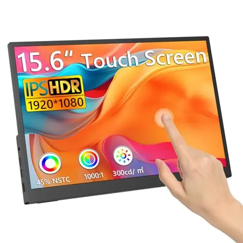 Kyyivwine 15 Zoll Tragbarer Touchscreen Monitor mit HDMI & USB-C für Laptop, PC, Mobiltelefone, Xbox, PS5