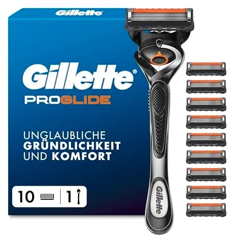 Gillette Fusion5 Proglide Rasierer Herren mit 10 Ersatzklingen, Silber/Schwarz