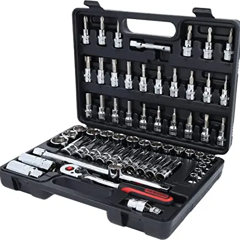 KS Tools 3/8 Zoll Steckschlüssel-Satz 61-tlg. mit Umschaltknarre und hochglanzverchromtem Finish
