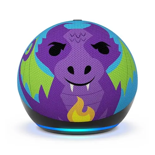 Echo Dot Kids - Smarter WLAN- und Bluetooth-Lautsprecher mit Alexa im Drachen-Design | 1 Jahr Amazon Kids+ inklusive