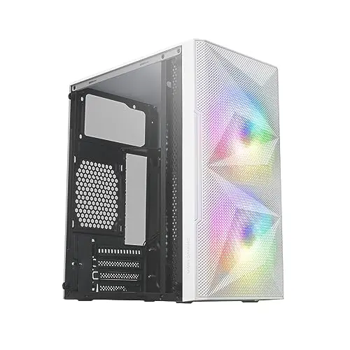 Mars Gaming MC-ME Weiß - Kompaktes MicroATX-Gaming-Gehäuse mit Glas-Seitenfenster und 2 FRGB-Lüftern