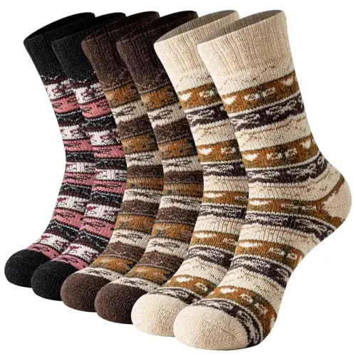 BISOUSOX Merino Wollsocken für Damen und Herren - 3 Paare warme Wintersocken für Ski und Wandern, ideales Geschenk für Mama