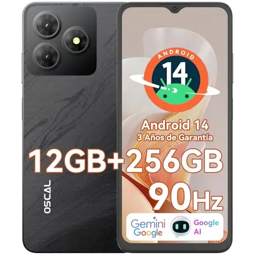 OSCAL Flat 2 Gemini AI Smartphone | Android 14, 12GB RAM, 256GB Speicher | 6.56'' HD+ Display, 5000mAh Akku, Dual SIM, 13MP Kamera