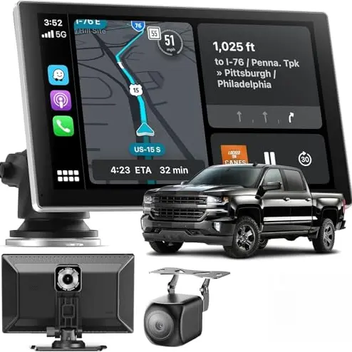 9" Carplay Display - Drahtlose 4K Dashcam & 1080P Rückfahrkamera mit GPS, Bluetooth, Sprachsteuerung