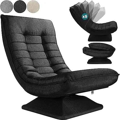 Casaria® Relaxsessel 360° drehbar, klappbar, gepolstert, 150kg belastbar, für Wohnzimmer & Gaming, Schwarz