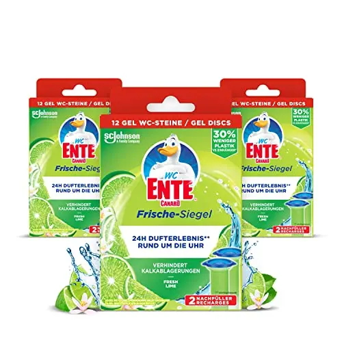 WC-Ente Frische-Siegel Nachfüller, 18 Gel WC-Steine, Fresh Lime, 3 x 36 ml