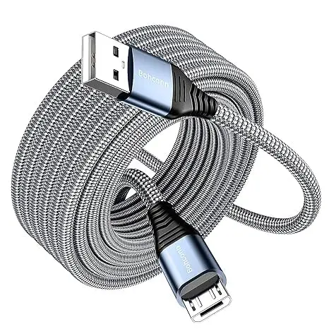 Bohconn Micro USB Kabel 3M - Nylon High Speed Ladekabel für Android Smartphones - Grau